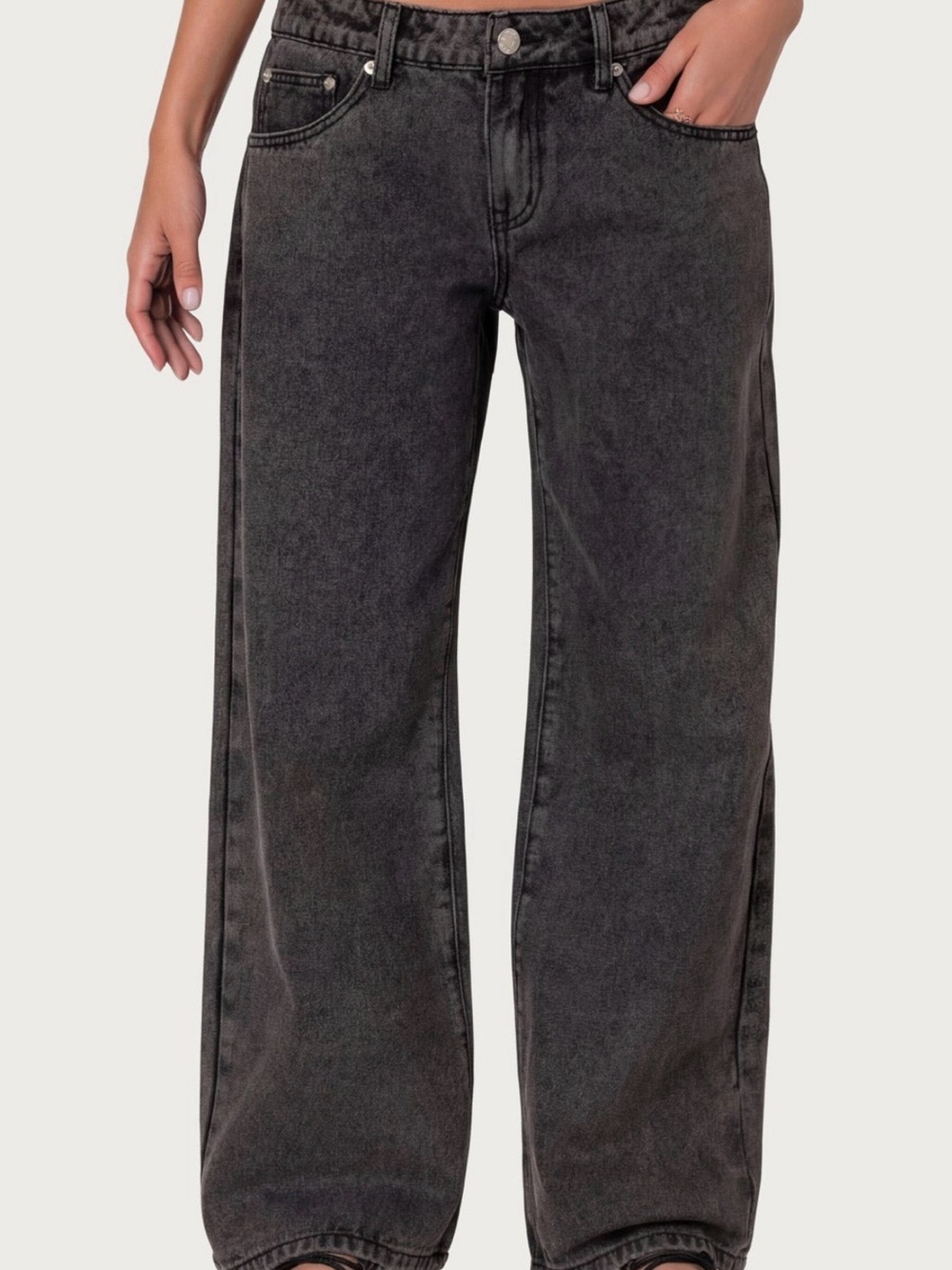 Edikted Faded Black High-Rise Wide-Leg Jeans